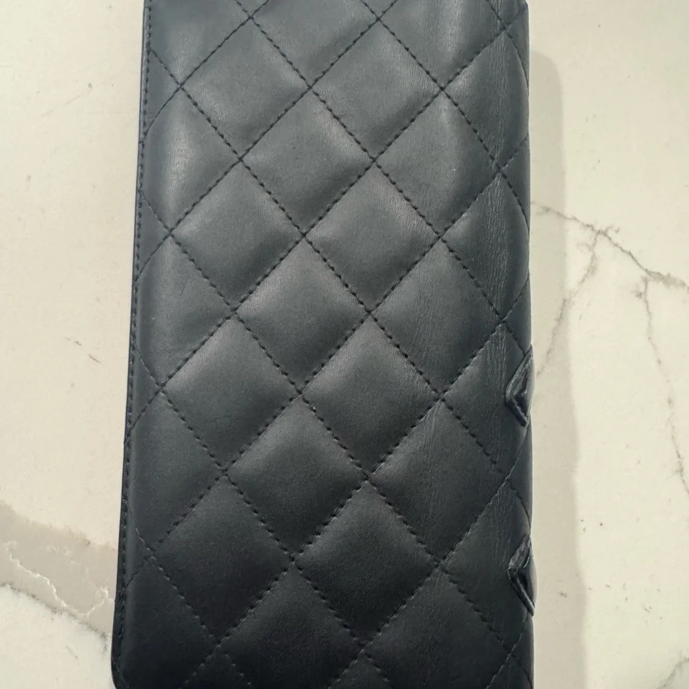 💯Authentic CHANEL Quilted Cambon Long Black Calfskin w/ Silver Hardware - Picture 2 of 8